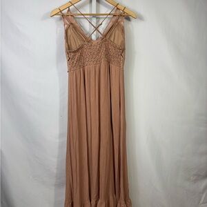 Elegant Tan Sleeveless Dress
